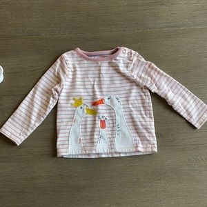 Baby Boden striped shirt with swan print